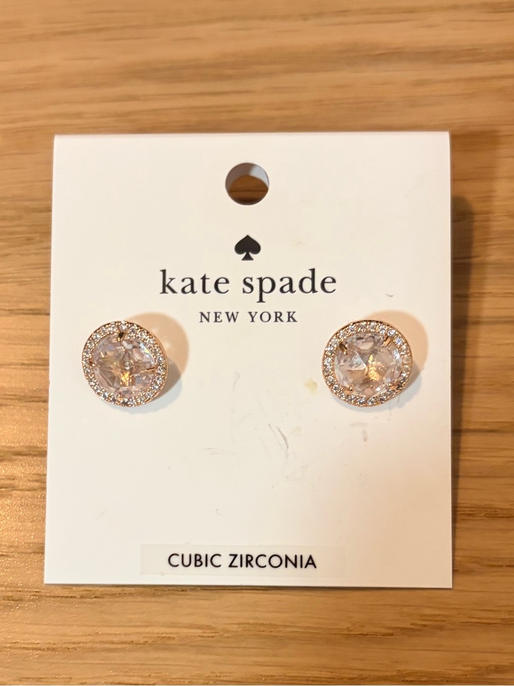 kate spade rose gold-tone halo cubic zirconia stud earrings